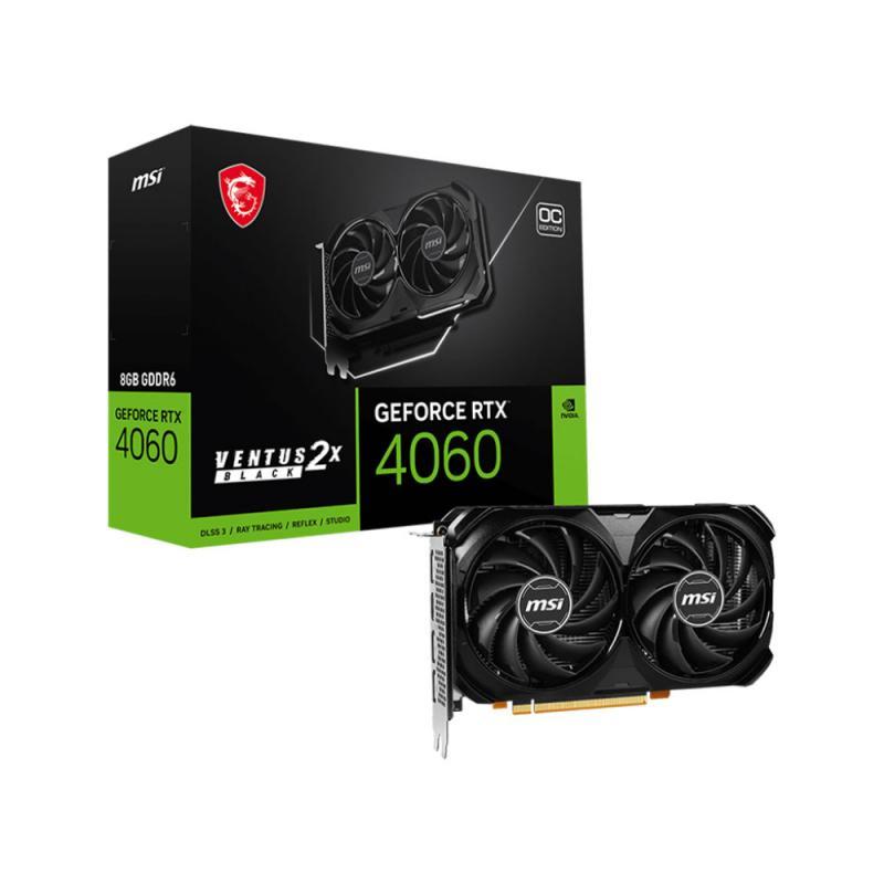 VGA(การ์ดจอ) MSI GEFORCE RTX 4060 VENTUS 2X BLACK OC - 8GB GDDR6 (3Y)