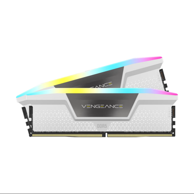 RAM (แรม) CORSAIR VENGEANCE RGB 32GB (16x2) DDR5 5600MHz WHITE (CMH32GX5M2B5600C40W)