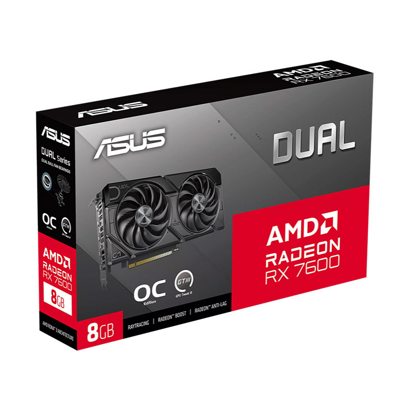 VGA(การ์ดจอ) ASUS DUAL RADEON RX 7600 O8G-EVO 8GB GDDR6