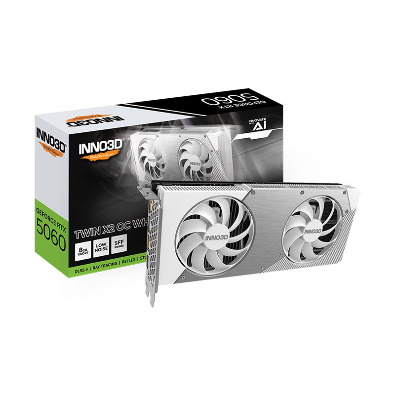 VGA(การ์ดจอ) INNO3D GEFORCE RTX 5060 TWIN X2 OC WHITE - 8GB GDDR7 (N50602-08D7X-195070W) (3Y)