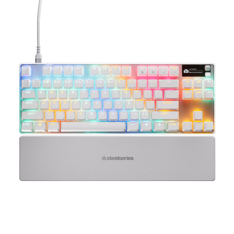 KEYBOARD (คีย์บอร์ด) STEELSERIES APEX PRO GEN3 TKL (OMNIPOINT 3.0) + MAGNETIC WRIST REST (WHITE) (US) (2Y)