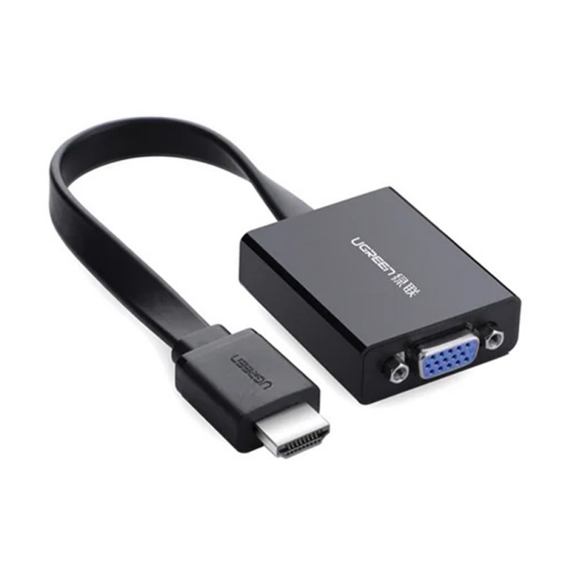 ADAPTER/CONVERTER (อุปกรณ์แปลงสัญญาณ) UGREEN HDMI TO VGA WITH MICRO USB [40248] (BLACK) (2Y)