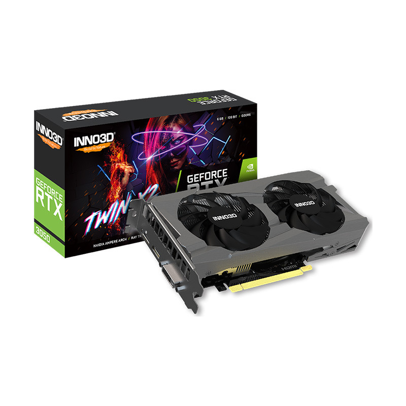 VGA(การ์ดจอ) INNO3D GEFORCE RTX 3050 TWIN X2 V2 - 6GB GDDR6 (N30502-06D6-1880VA60) (3Y)