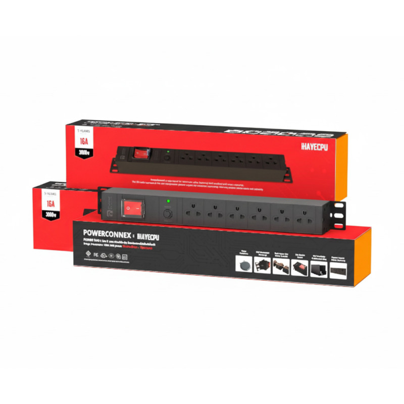 EXTENSION SOCKET (ปลั๊กไฟ) POWERCONNEX x iHAVECPU 6-WAY (PCX-TS06B-IHAVECPU)(3M) (5Y)
