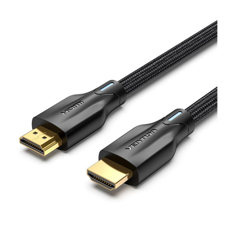 CABLE (สายจอมอนิเตอร์) VENTION COTTON BRAIDED 8K HDMI CABLE 1.5M BLACK (5Y)