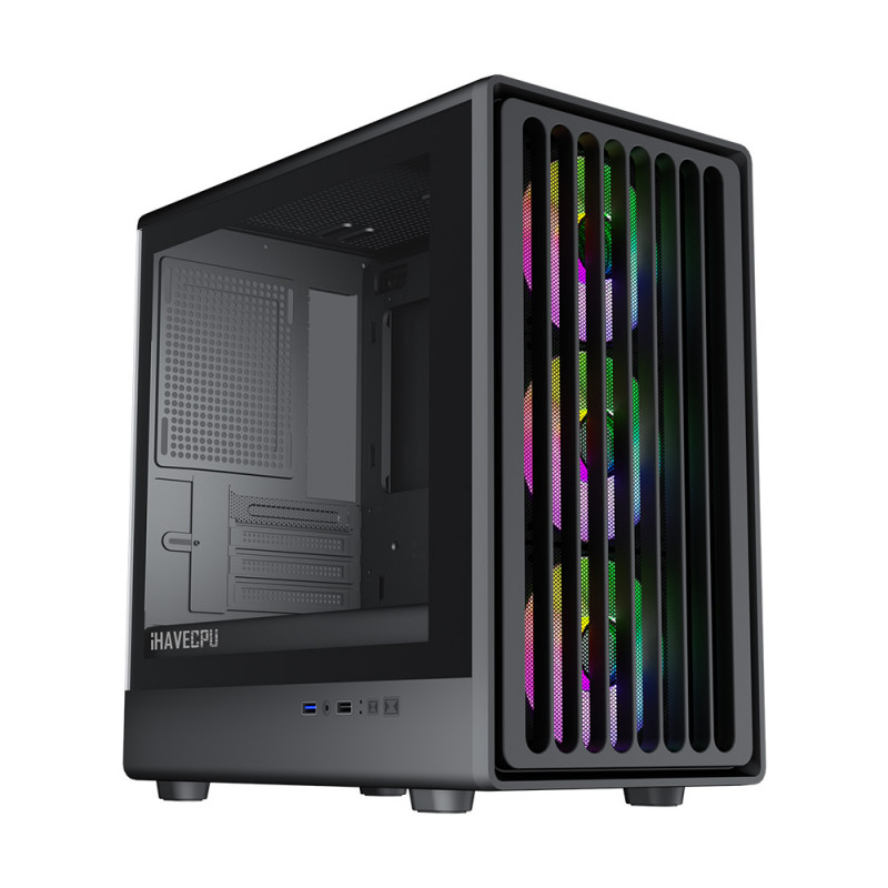 CASE (เคส) iHAVECPU IHC R30 (BLACK)(mATX) (1Y)