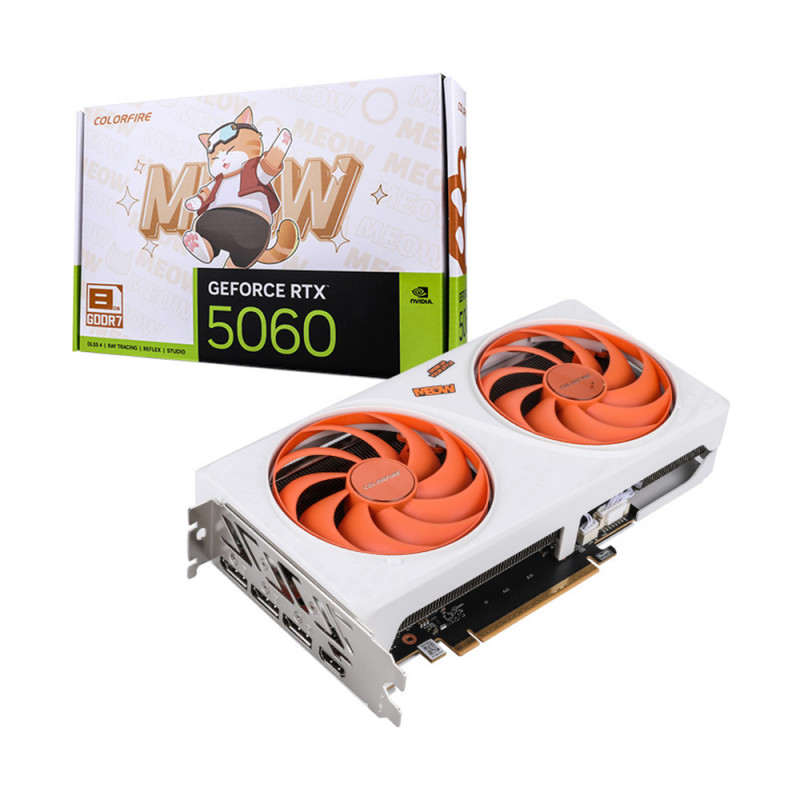 VGA(การ์ดจอ) COLORFIRE GEFORCE RTX 5060  MEOW-ORG DUO - 8GB GDDR7 (VGA-CLF-R506DOMEW) (3Y)