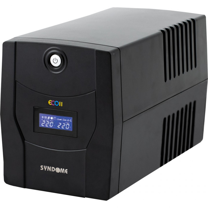 UPS (อุปกรณ์สำรองไฟ) SYNDOME ECO II-1200-LCD (1200VA/720WATT) BLACK (2Y)