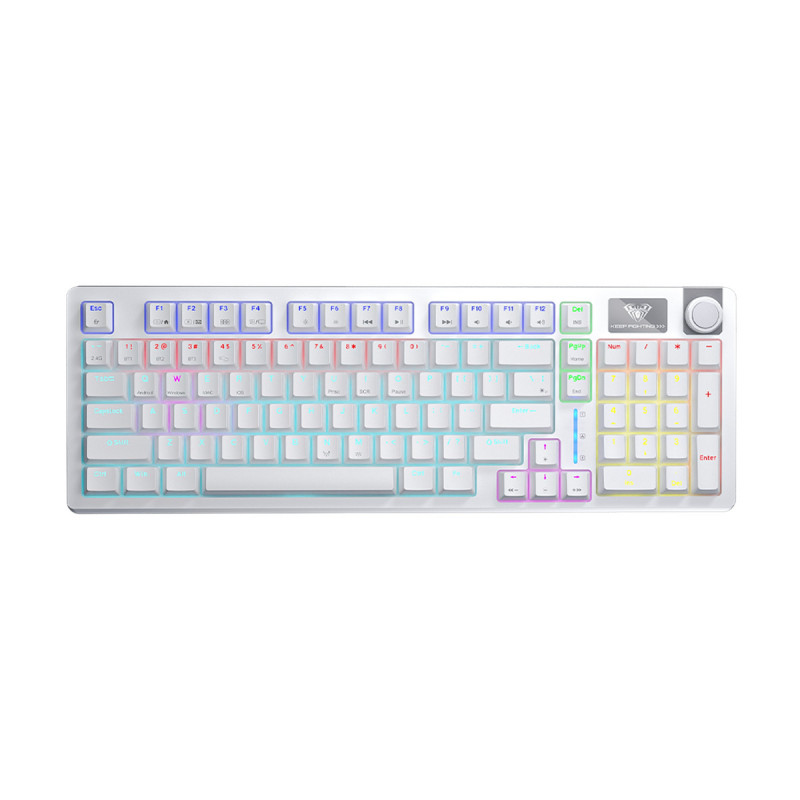 KEYBOARD (คีย์บอร์ด) AULA S98 (WHITE) 3IN1 WIRELESS [RED SWITCH] (EN/TH) (2Y)