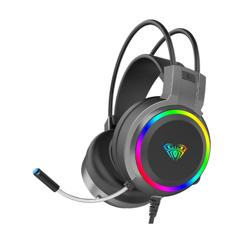 HEADSET (หูฟัง) AULA S608 GAMING HEADSET 3.5MM+USB (BLACK) (2Y)