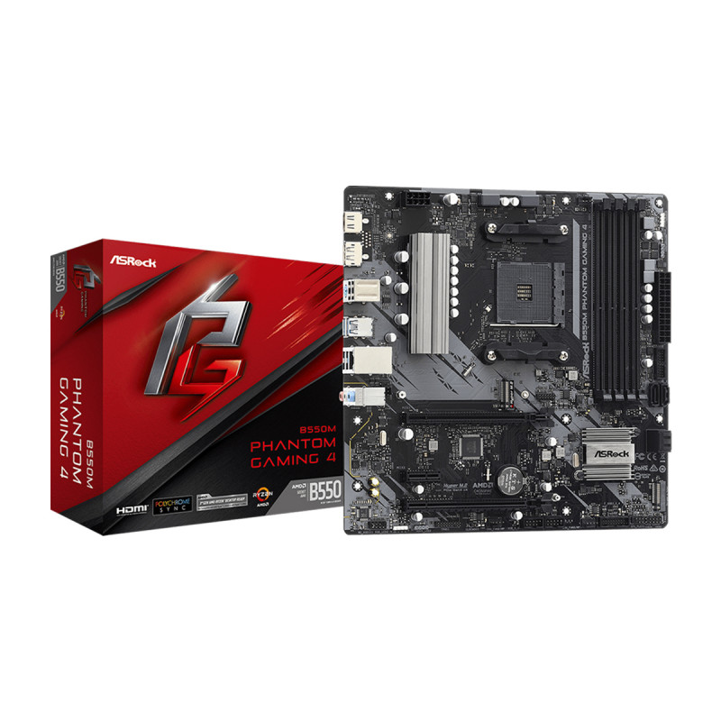 MAINBOARD (เมนบอร์ด)(AM4) ASROCK B550M PHANTOM GAMING 4 (3Y)
