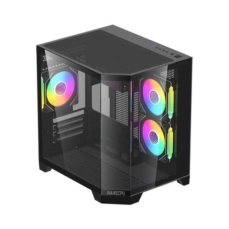 CASE (เคส) iHAVECPU CRYSTAL Z6 MINI (BLACK)(mATX) (1Y)