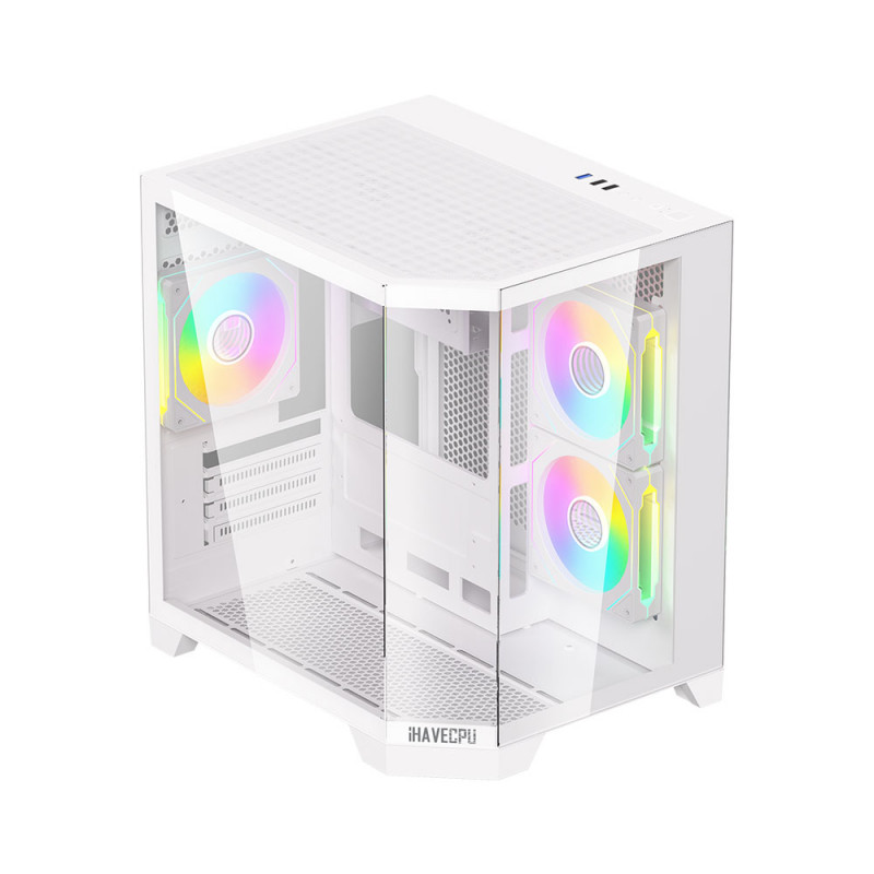 CASE (เคส) iHAVECPU CRYSTAL Z6 MINI (WHITE)(mATX) (1Y)
