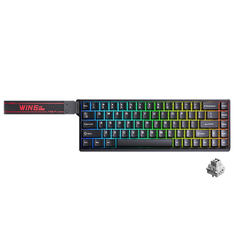 KEYBOARD (คีย์บอร์ด) AULA WIN68 HE (BLACK) GRAY WOOD MNT SWITCH (EN/TH) (2Y)