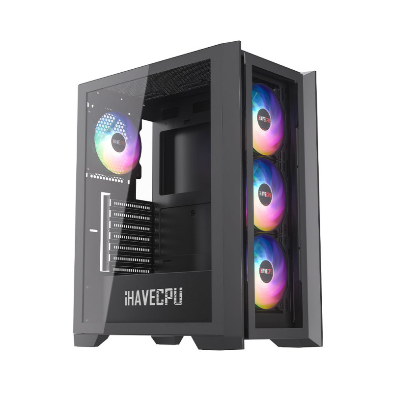 CASE (เคส) iHAVECPU IHC 401TG (BLACK)(ATX)