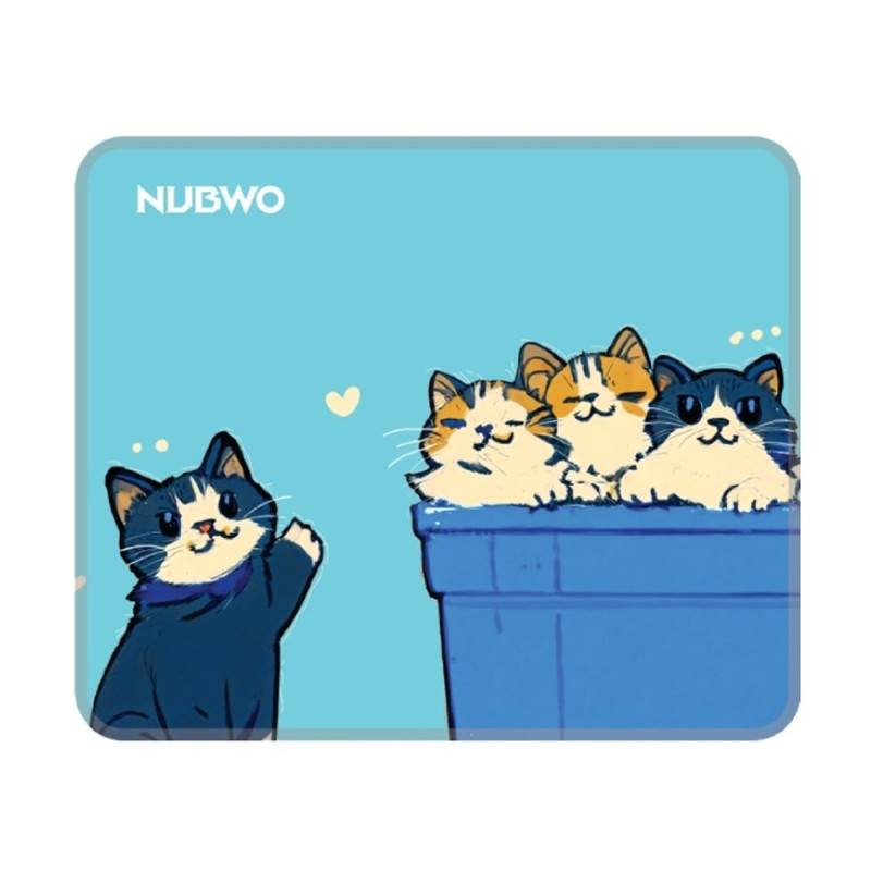 MOUSE PAD (แผ่นรองเมาส์) NUBWO MOUSEPAD NP643 KITTY FAMILY SIZE S (300x250x3MM)