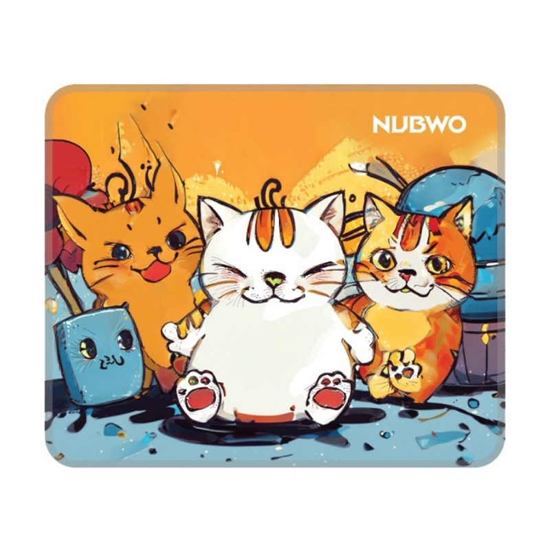 MOUSE PAD (แผ่นรองเมาส์) NUBWO MOUSEPAD NP643 ORANGE KITTY SIZE S (300x250x3MM)